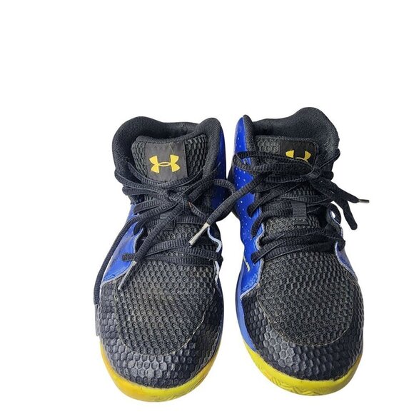 Under Armour Youth Boys Basketball Shoes Black/Blue Size 1 - Picture 3 of 9